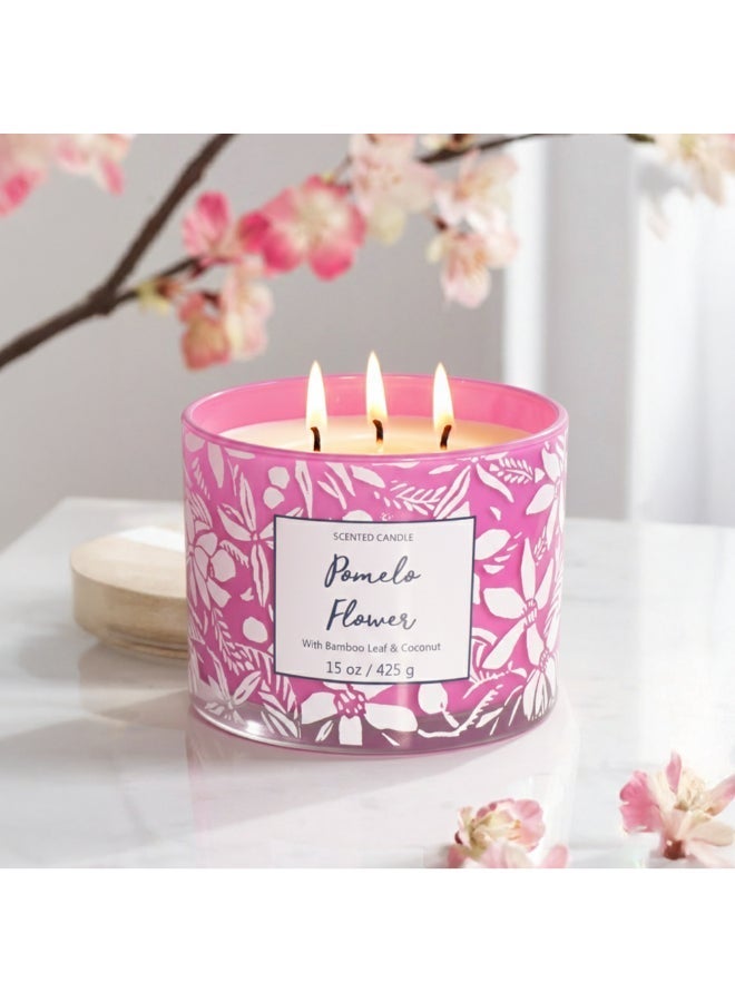 IRIS CELESTE Pomelo Print Jar Candle 425grams - 3 wick Scented candle 15oz  | 50 hrs burn-time | Perfect for Gifting, Home Décor, Parties & Room Perfuming | Ideal for Living room and Office Décor - Image 1
